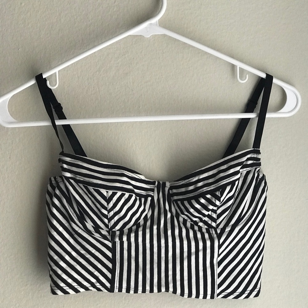 AMERICAN APPAREL STRIPED CROP TANK TOP